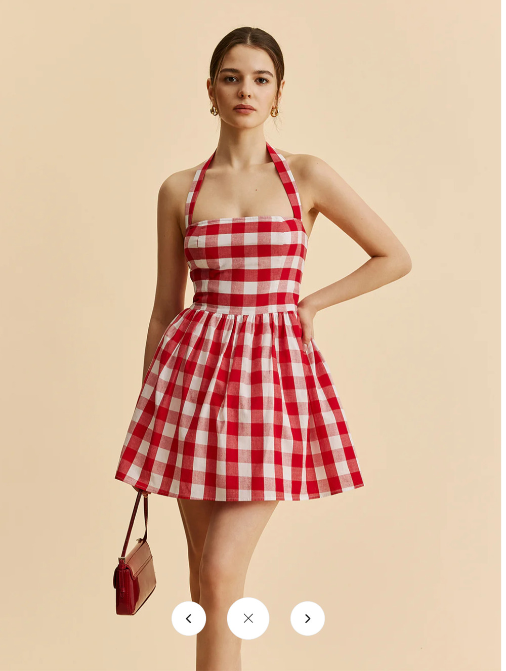 NWT Commense Plaid Halter Flare Dress Sz M